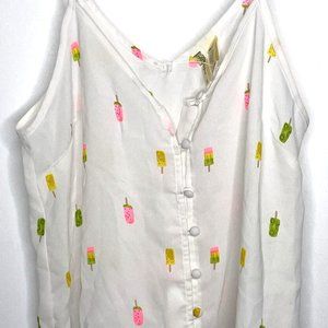 Japna Popsicle Print Tank Top Cami Camisole White Size -Small- Condition is NEW
